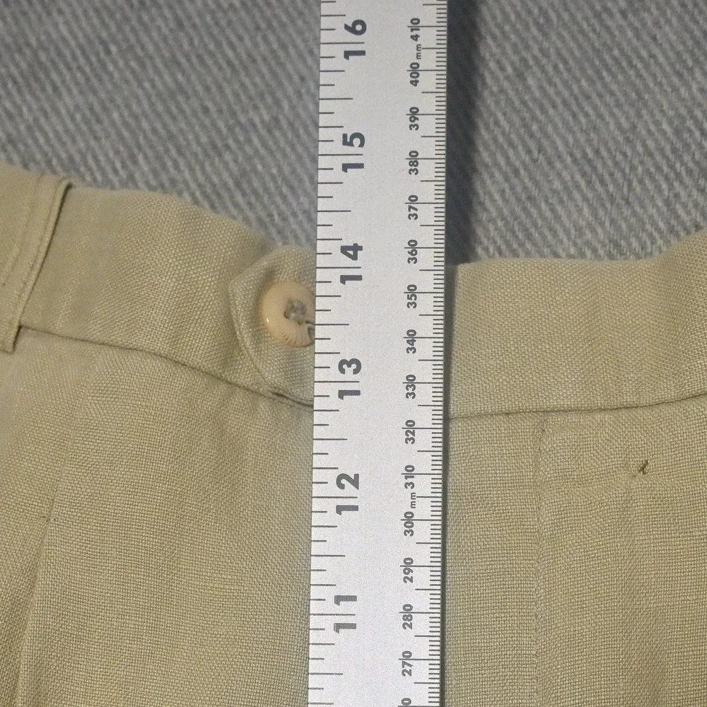 Successo Uomo Trousers Mens Pleated Cuffed 100% Linen 36 Khaki Beige Flaws